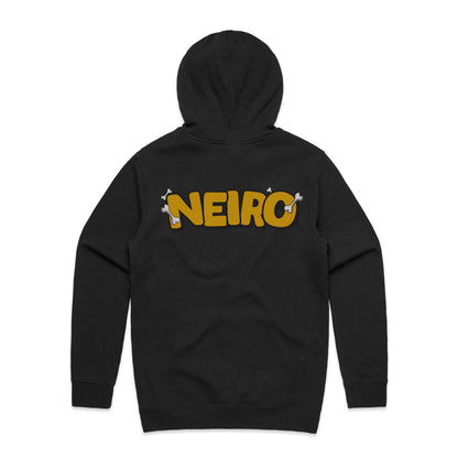 Neiro Pocket Logo and Back Text Logo Hoodie - Black