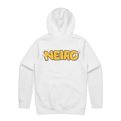 Neiro Pocket Logo and Back Text Logo Hoodie - White